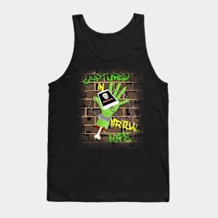 Captured in virtual life zombie graffiti Tank Top